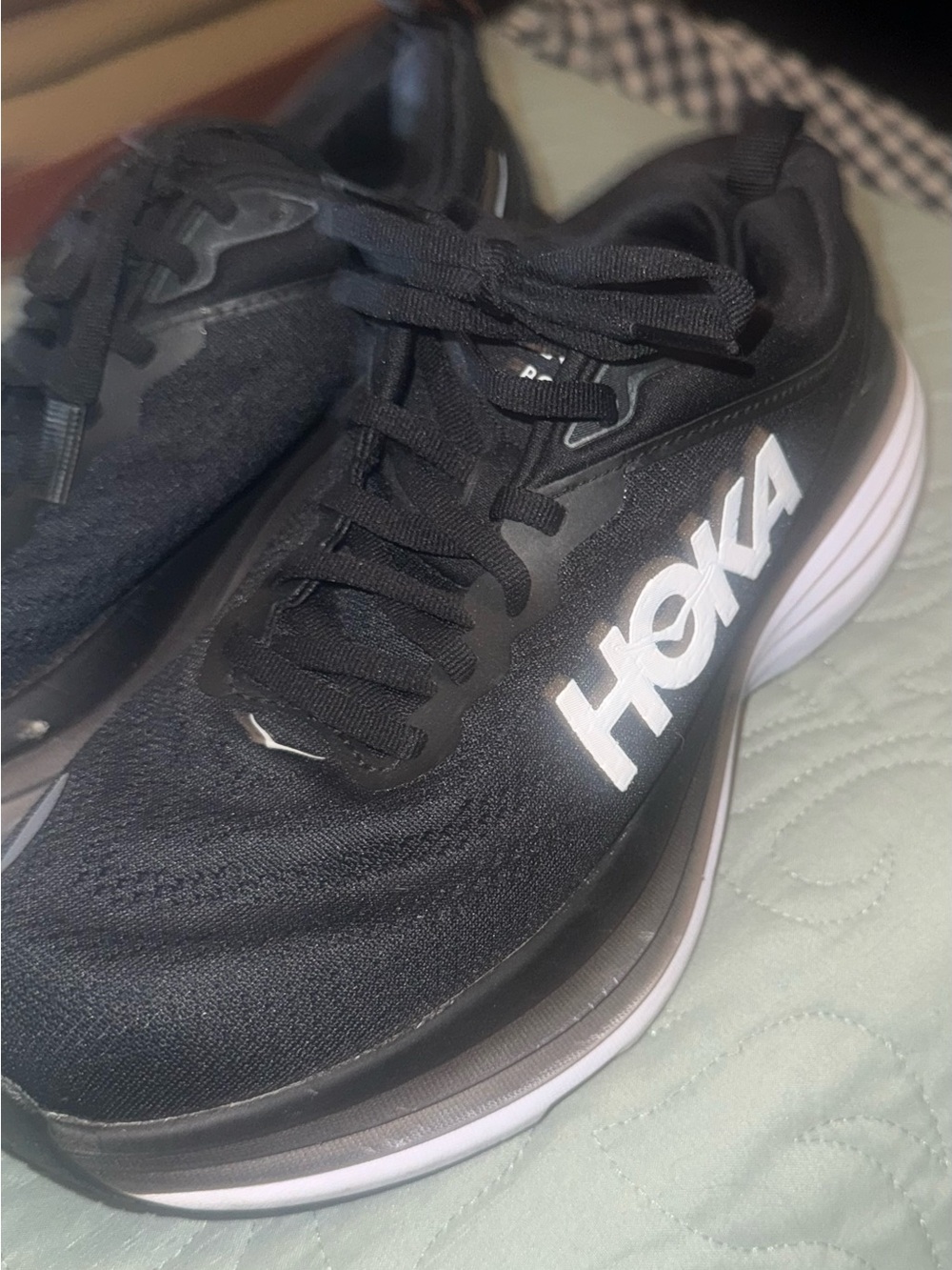 Hoka Black and White Women’s Athletic Running Shoes